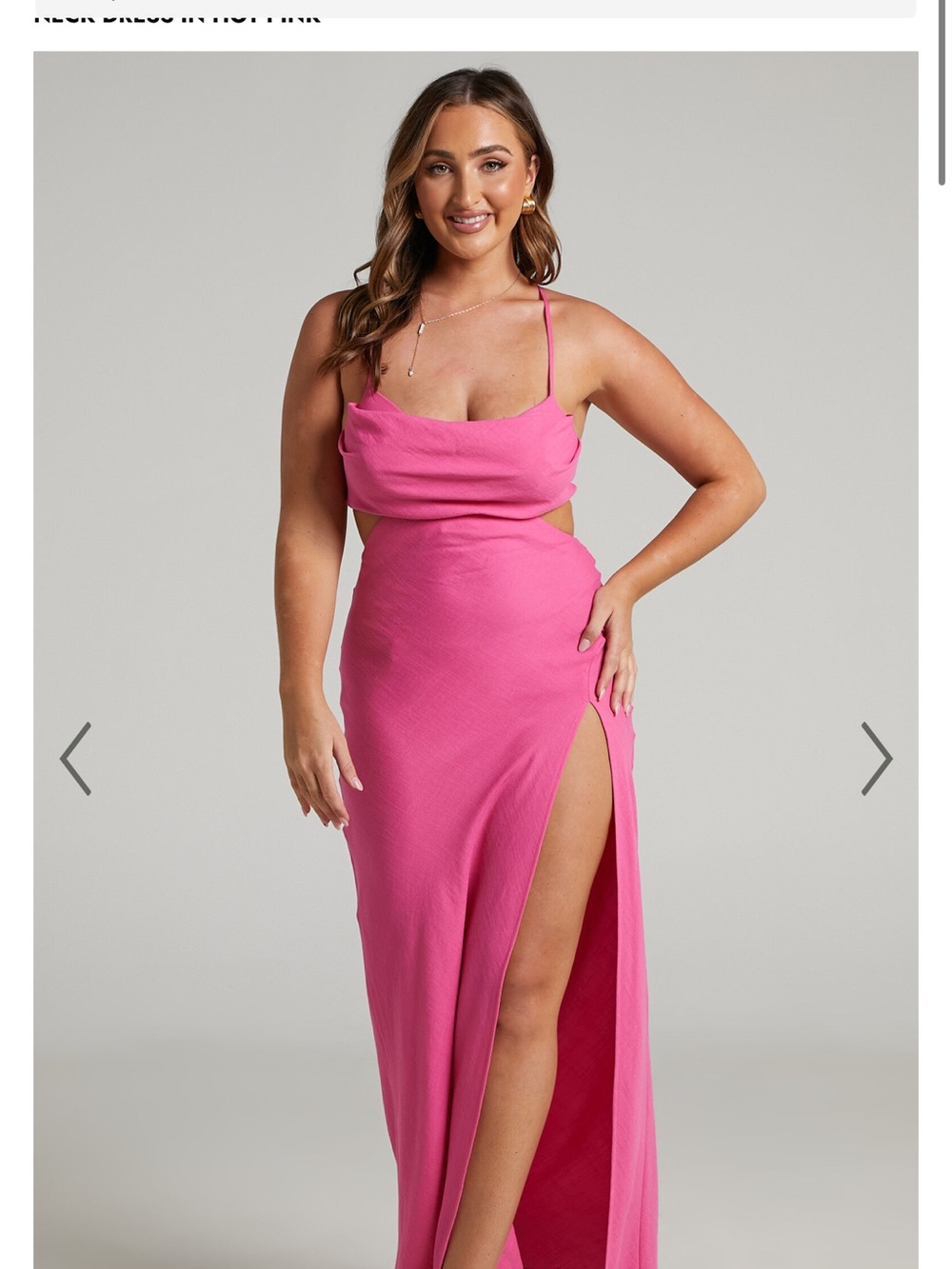 SHOWPO Hot Pink Spaghetti Strap Maxi Dress with Side Slit